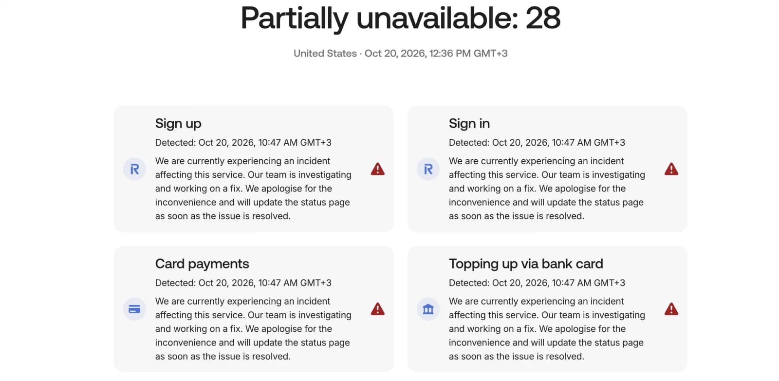 "Revolut" xidmətlərində qlobal nasazlıq yaranıb: 28 xidmət təsirlənib